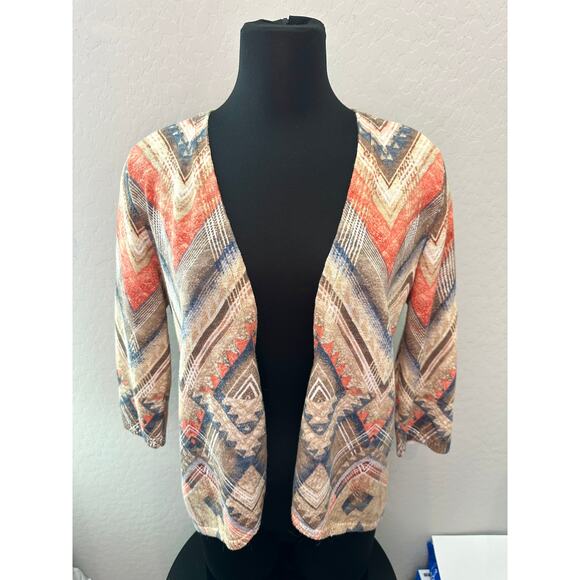 CHICO’S | Aztec Print Chevron Boho Lightweight Open Front Cardigan | Medium - Picture 2 of 7